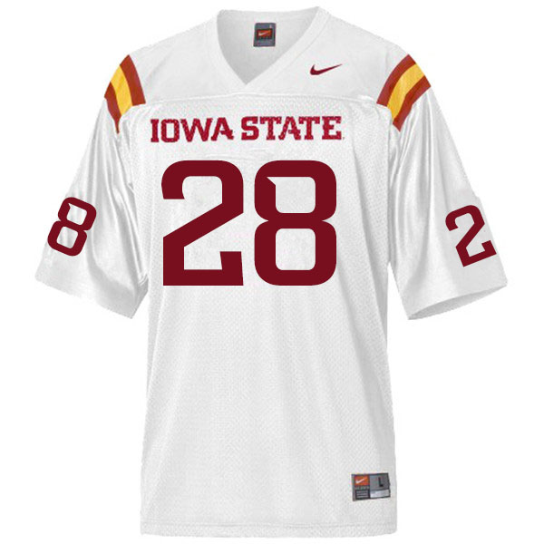 Men #28 Breece Hall Iowa State Cyclones College Football Jerseys Sale-White